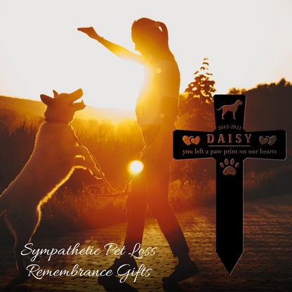 Personalized Metal Dog Grave Marker, Outdoor Pet Memorial, Dog Grave Marker for Garden - PAW-01